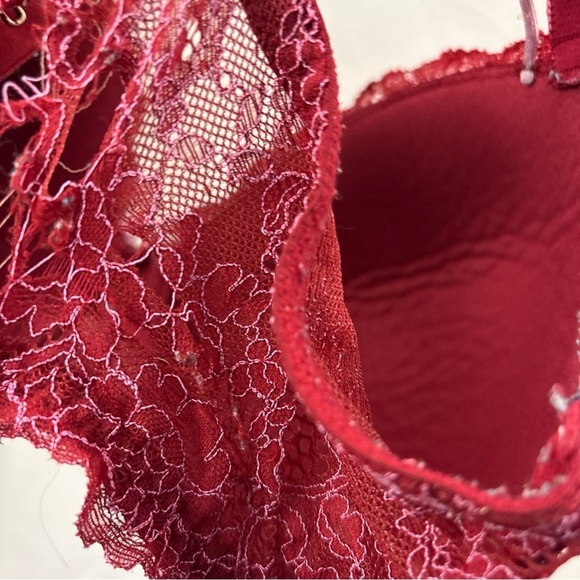 Victoria Secret Women Bra 38DD Red Violet Lace Dream Angels Lined Demi Underwire - Picture 8 of 16